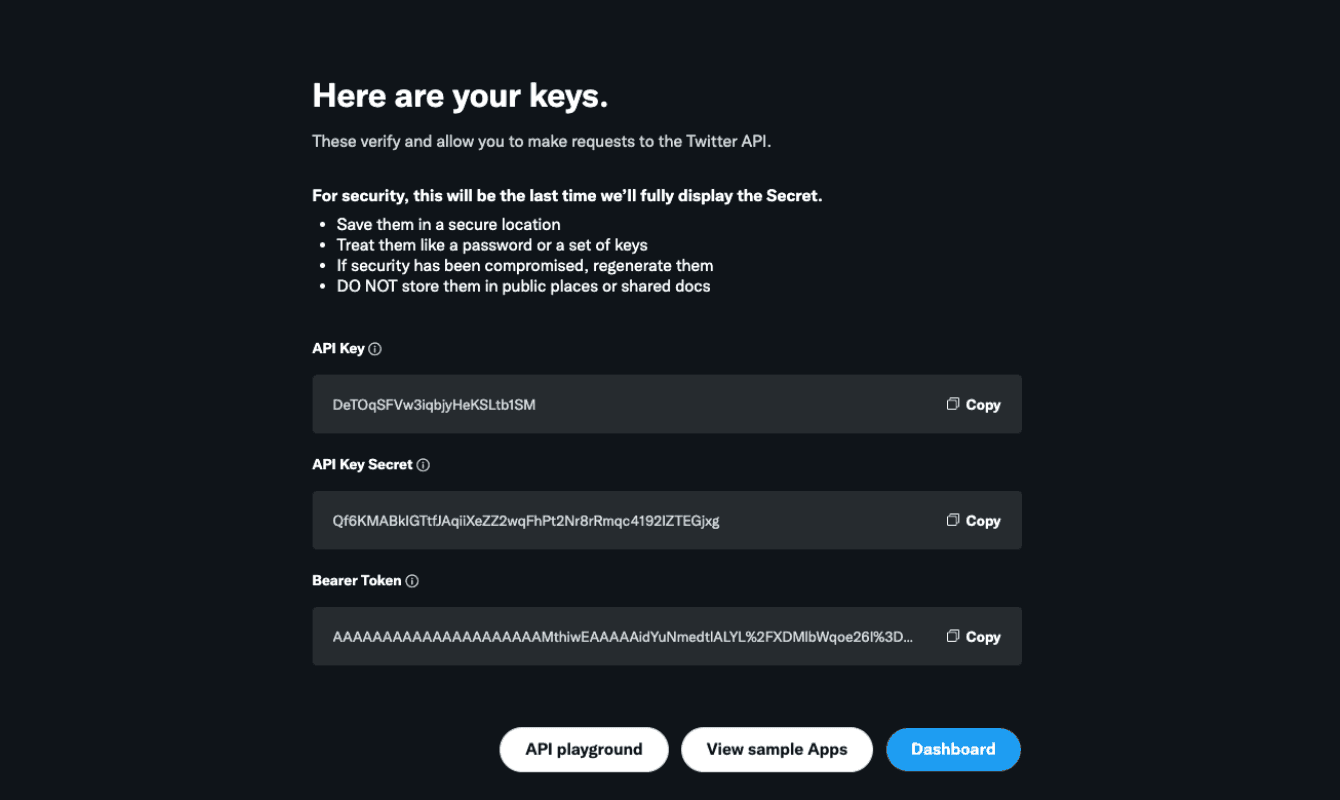 API keys and bearer token